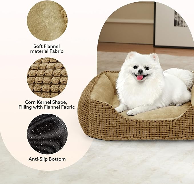 MIXJOY Large Dog Bed for Large Medium Small Dogs, Rectangle Washable Orthopedic Dog Bed, Soft Calming Sleeping Puppy Bed Durable Pet Cuddler with Anti-Slip Bottom L(30"x24"x9")