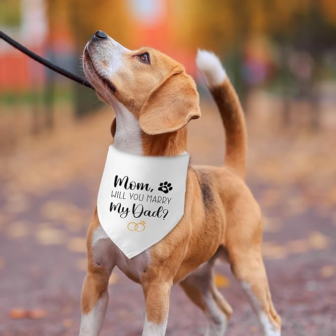 Engagement Gifts Mom,Will You Merry My Dad? Dog Bandana Pet Scarf Wedding Photo Prop Pet Accessories for Dog Lovers Owner Gift Engagement Party Bridal Shower Decorations