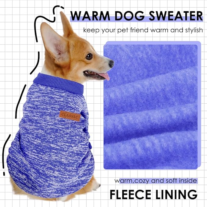 3 Pack Dog Sweaters for Small Dogs Girl Boy Winter Fleece Clothes Warm Soft Dog Sweatshirt Outfit for Dogs Cats Pet Apparel