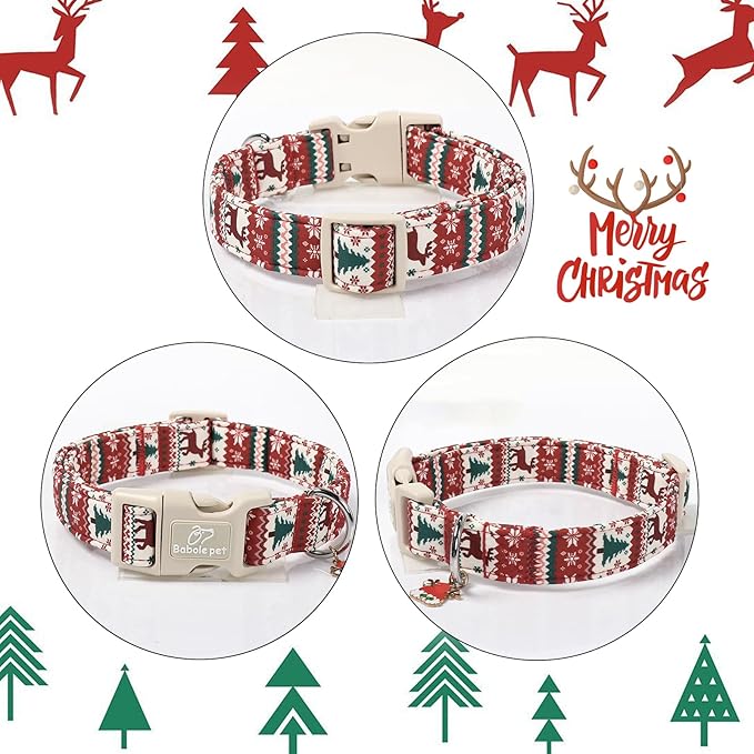 Christmas Dog Collar for Giant Large Dogs - Cute Fair Isle Style Christmas Collars for Dogs, Soft Adjustable Winter Holiday Dog Collars with Quick Release Buckle XL