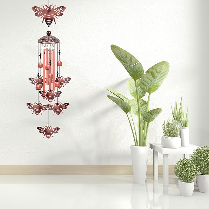 Outdoor Bees Wind Chimes, Gifts for Mom & Grandma & Family, Music Wind Catcher, Mobile Bee Ornaments, Memorial Windchime, Blessing Wind Bells for Indoor,Home,Balcony,Lawn,Tree,Yard, Garden Decoration