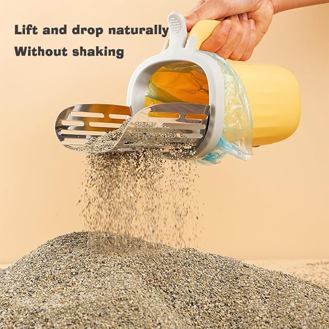 Cat Litter Scoop, Large Capacity Mess-Free Cat Litter Scooper with Bags, Spill-Proof Kitty Box Sifter, Bin Doubles as Scoop Holder