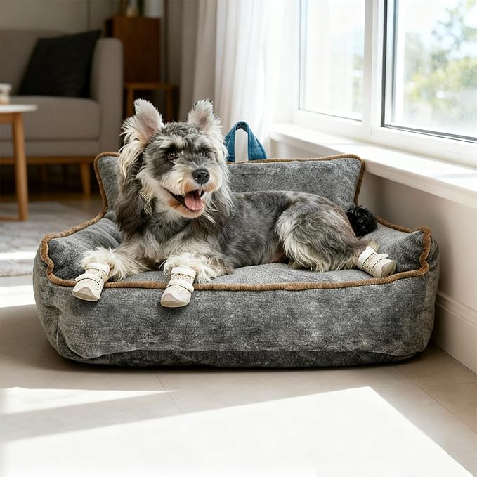 Orthopedic Dog Bed with Memory Foam, Washable Plush Pet Bed for Small, Medium & Large Dogs, Cozy Bolster Crate Dog Bed for Joint Support & Comfort.(Dark Grey)