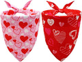 Valentine's Day Dog Bandanas Set 2PCS-Large,Heart Bandanas for Weddings and Holiday Party Costumes,Pet Scarves for Boys and Girls,Dog Outfit Gifts for Medium to Large Dogs(Pink&Red)