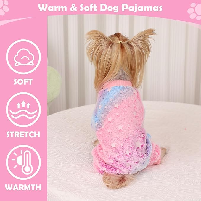 Dog Pajamas Psj Clothes Girl Small Winter Cute Small Puppy Clothes 4 Legs Fleece Sweater Jumpsuit Soft Dog Onesies Pet Apparel Outfits Yorkie Chihuahua. Pink, XXS