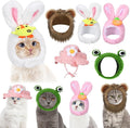 Weewooday 5 Pieces Cat Costume Bunny Hat Outfit with Ears Funny Cat Hat and Small Dogs Kitten Puppy Party Easter Costume Accessory Headwear(Chic Style)
