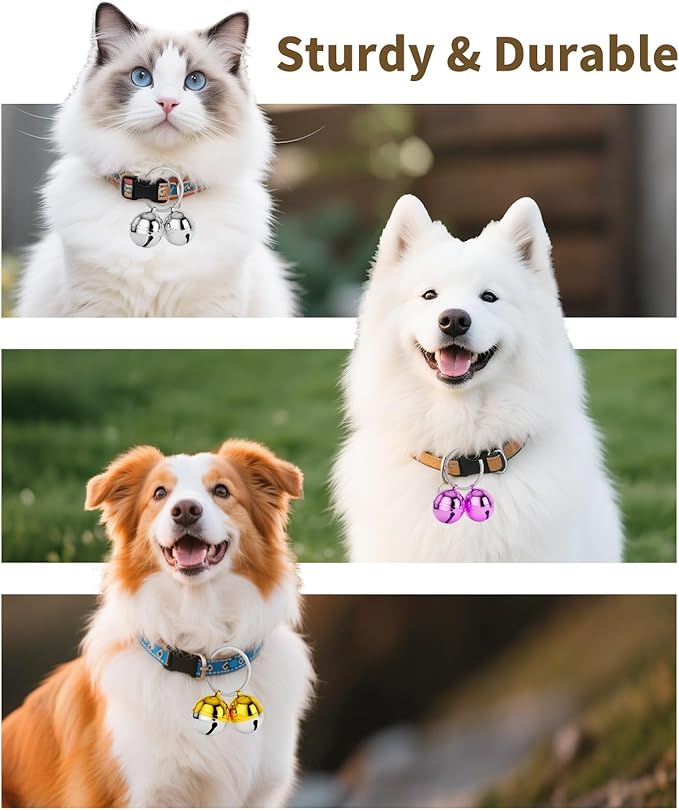 Dog Collar Bells, 2 Pack Extra Loud Dog & Cat Bells for Tracking & Safety, Stainless Steel Pet Tracker Training Bells for Small Medium Large Dogs & Cats (Silver)
