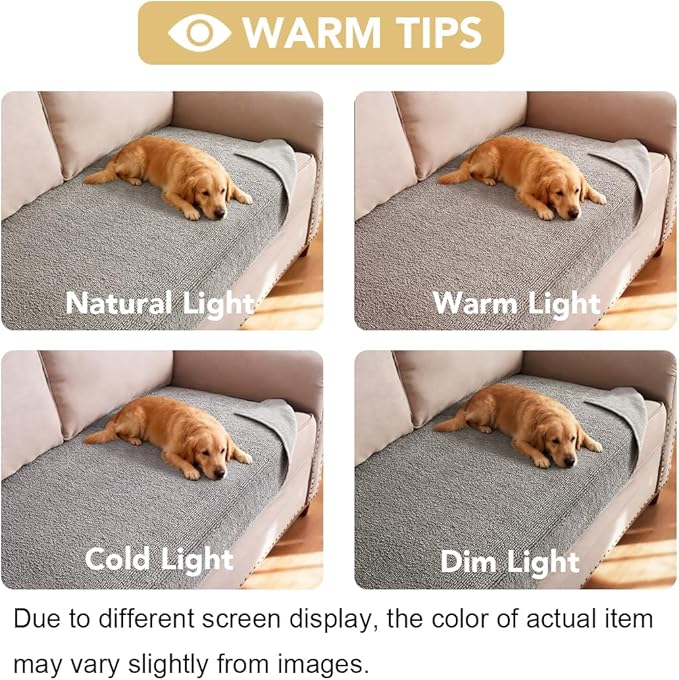 H.VERSAILTEX Non Slip Pet Couch Cover Chenille Dog Bed Protector Thick Soft Sofa Slipcover Pet Friendly Washable Couch Cushion Covers for Pets (52" x 82", Dove)