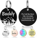 YEHANTI Dog Tags Personalized for Pets with Name Pattern Art Design - Engraved with Laser - Stainless Steel Cats Dogs ID Tags - Stylish Dog Collar Accessories (Round)