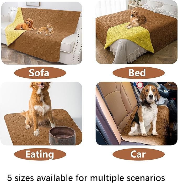 Waterproof Dog Blanket, 30x30 inches Small Pet Couch Covers for Sofa, Chair Bed Furniture Protector from Dogs Washable and Reversible-Turmeric+Lightbrown