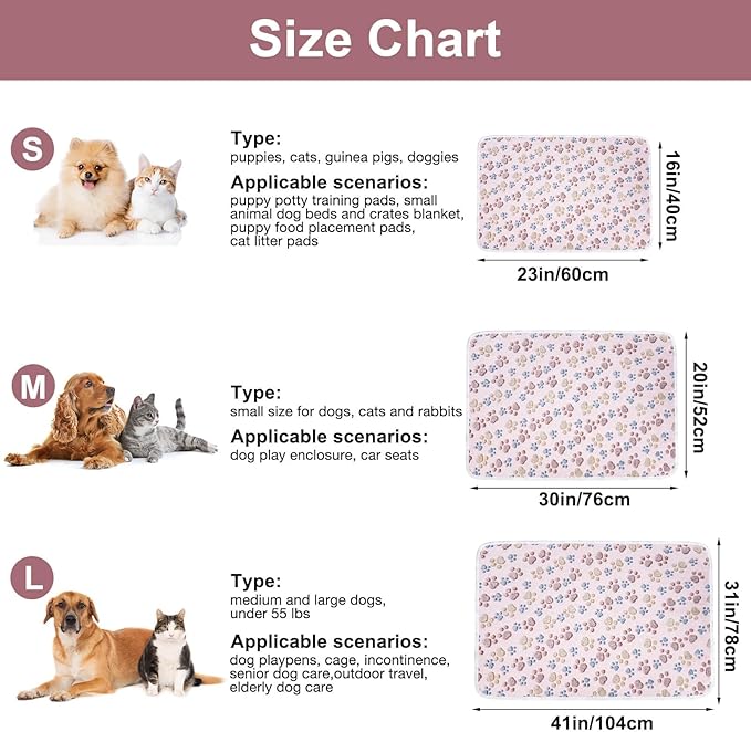 Dono 1 Pack 3 Dog Blankets for Small Dogs, Soft Fluffy Paw Print Pattern Fleece Pet Blanket Warm Sleep Mat, Puppy Kitten Blanket Doggy Mat for Dog Cat Kitten Doggy -23*16in (L(41*31"), Brown Bone)