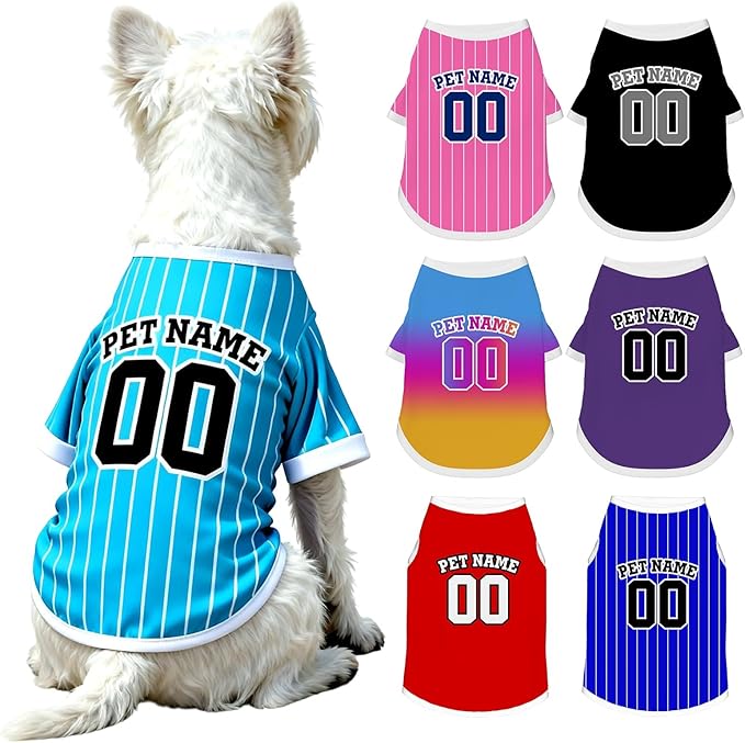 Custom Dog Shirt Personalized Pet Jersey Shirts with Name Photo Text Logo Customized Dog Pullover T Shirt Gifts for Small Medium Large Dogs Cats