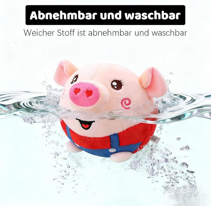 Interactive Dog Toys,Active Moving Pet Plush Toy with Recording and Music Modes, Jumping Squeaky Song shaking Interactive Dog Ball,Rechargeable Dog Toys to Keep Them Busy, Plush Pet Toy(Smile Red Pig)