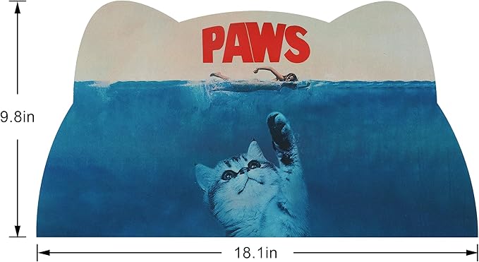Cat Food Mat - Pet Feeding Mat for Floor, Non-Slip, Waterproof, Super Absorbent, Easy to Clean, Blue, Cat, Dog 18.1''x9.8''