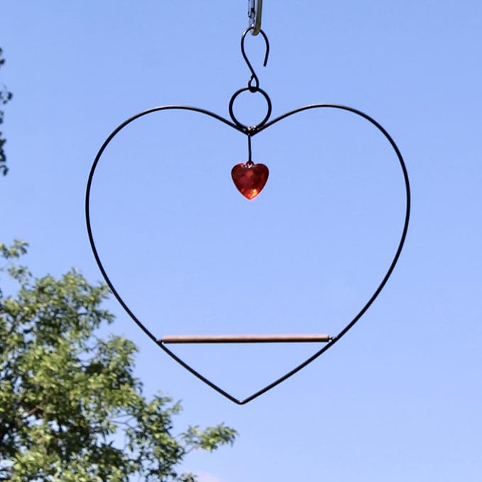 Songbird Essentials Hummingbird Swing - Tweet Heart Birdie Swing - Black Metal Hummingbird Perch
