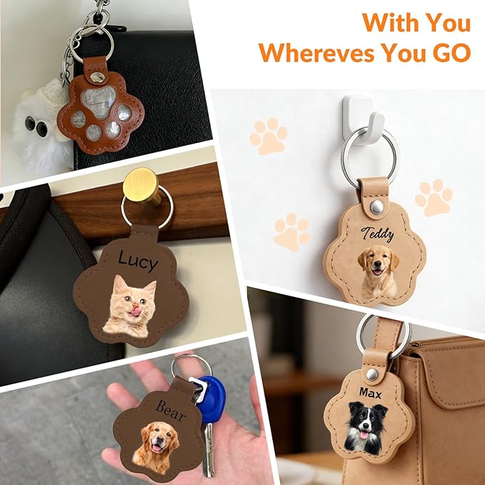 QYH Custom Memorial Dog Keychain with Picture - Personalized Cat Dogs Pet keepsakes Keychains Customized Gifts for Pet Lovers
