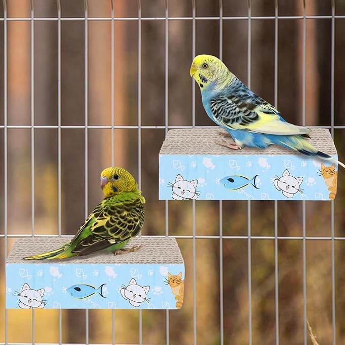 2 PCS Bird Chew Toy Parrot Cage Perch Cardboard Platform Bird Paw Grinding Stand for Cage Birds Resting Platform Stand Parrot Playground Exercise Toys ParakeetsCage Accessories