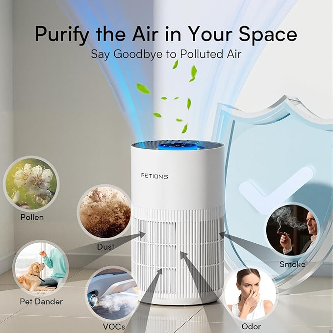 Air Purifiers for Bedroom Home up to 1200Ft², Small Air Purifier for Bedroom, H14 HEPA Air Purifiers for Home Pets,with Sleep Mode, 3 Speeds, Timer, Aroma Function