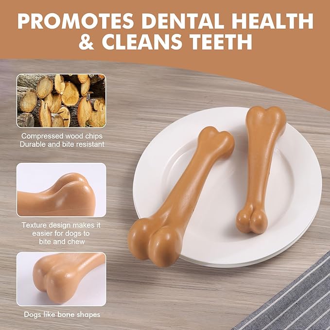 2 Pack Durable Dog Chew Toys for Aggressive Chewers-Puppy Teething Toys, Long-Lasting Dog Bones for Medium & Large Breeds-Indestructible Chew Toys for Dogs to Keep Them Busy & Support Dental Health