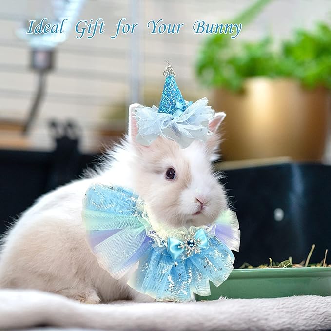 Small Animal Birthday Princess Costume for Rabbit Guinea Pig Crown Hat Tutu Skirt Rabbit Princess Hat Bunny Bandana Halloween Small Pet Outfit for Guinea Pig Bunny Hedgehog S