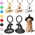 Custom Magic Hat Pet ID Tag for Dogs Cats, Personalized Engraved Name & Phone Number Anti-Lost Collar Tag, Halloween Spooky Accessory Gift for Dog Mom Owner, Witch-Friendly Cat Dog Tag for Pet Lovers