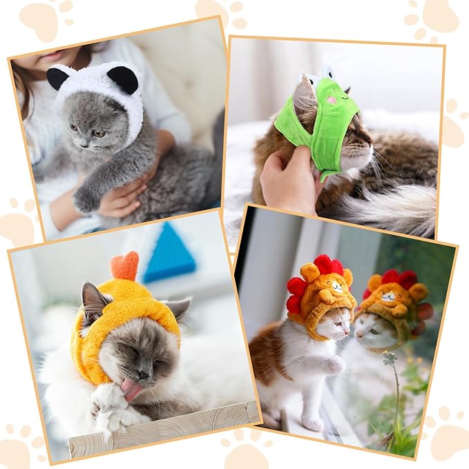Weewooday 5 Pieces Cat Costume Bunny Hat Outfit with Ears Funny Cat Hat and Small Dogs Kitten Puppy Party Easter Costume Accessory Headwear(Lovely Style)