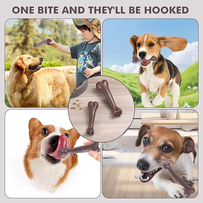2 Pack Durable Dog Chew Toys for Aggressive Chewers-Puppy Teething Toys, Long-Lasting Dog Bones for Medium & Large Breeds-Indestructible Chew Toys for Dogs to Keep Them Busy & Support Dental Health
