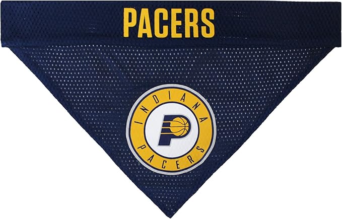 NBA Dog Bandana - Indiana Pacers Reversible Pet Bandana. 2 Sided Home & Away Sports Bandana with a PREMIUM Embroidery TEAM Logo, Small/Medium