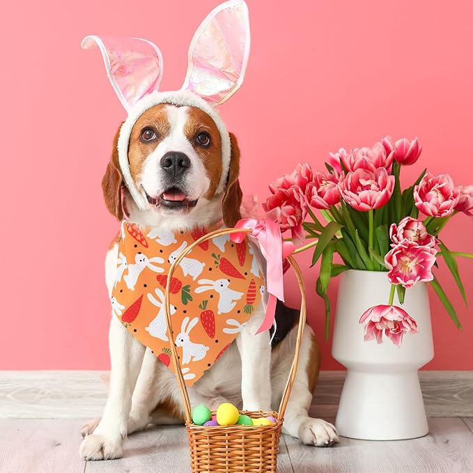Aliceset 180 Pcs Easter Dog Bandana Bulk Spring Bandanas for Dog Cute Pet Scarf Bibs Soft Triangle Scarf Bunny Neckerchief Holiday Costume for Boy and Girl, Small and Medium Pet