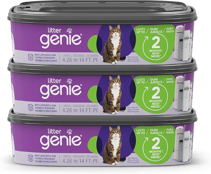 Litter Genie Refill Bags | Standard 3-Pack, 28 total ft | Up to 6 Months of Supply | Ultimate Odor Control Cat Litter Bags