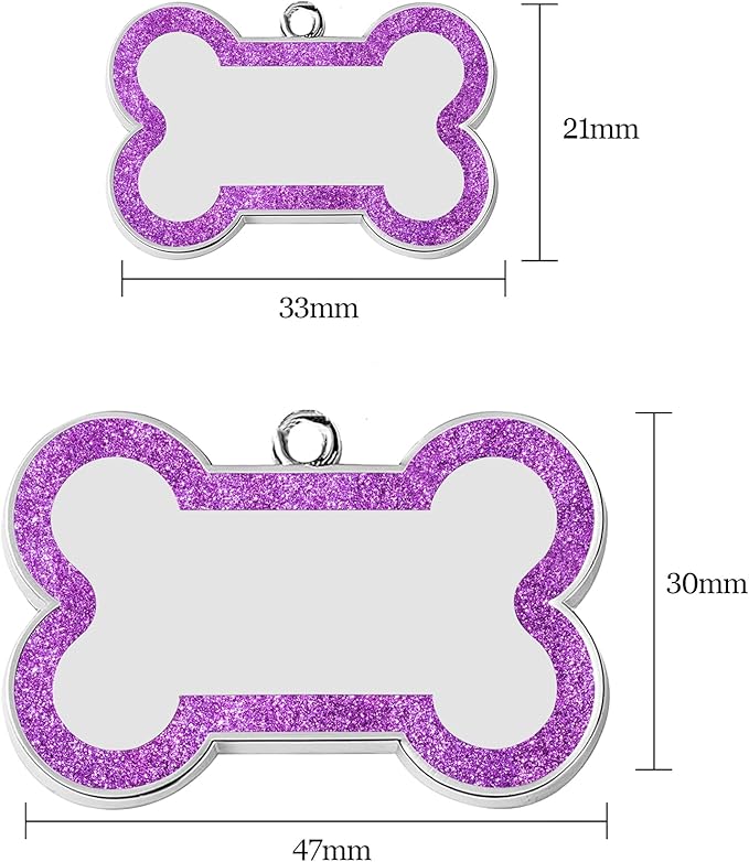 Dog Tags Personalized for Pets Dog Name Tags Personalized Dog Tag Engraved with Any Name & Text Custom Dog ID Tags Glitter Bone ID Tag for Puppy Cat (Silver S, Bone)