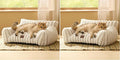 Bedsure Cute Cat Couch for Pets - Fluffy Cat beds with Premium Soft Corduroy Fleece, Fuzzy Cats beds for Indoor Cats with Removable Washable Cover, Supportive Pet Sofa, 24inch, Cream (Pack of 2)