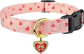 Cotton Handmade Dog Collar Cute and Distinctive Patterns Pink Heart with Pendant for Girl Boy Dogs Collars S