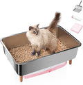 Stainless Steel Sifting Litter Box for Pine Pellet Cat Litter Non Clumping Litter System with Dust Collecting Drawer X-Large
