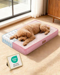OhGeni Orthopedic Waterproof Dog Bed for Small Dogs, Machine-Washable Removable Cover in Easy-Clean Fabric, High Density Foam & Easy-Carry Handle, Suitable for Crate, 24 inch (Pink)