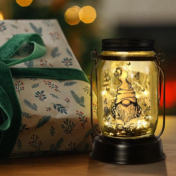 kyoryuger Gnome Gifts for Women/Men Gnome Lovers Solar Lantern Mom Birthday, Mothers Day, Dwarf Solar Funny Garden Decoration Outside for Yard, Patio,Backyard,Porch, Torches