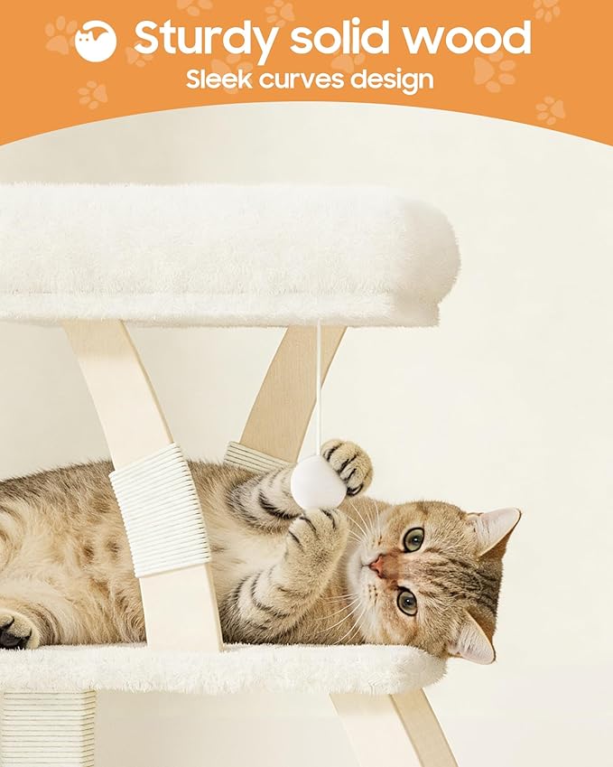 Cat Tree for Indoor Cats,40 Inches Cat Tower with Cozy Condo, Scratching Posts, Multi-Level Activity Center for Large Cats and Kittens, Beige