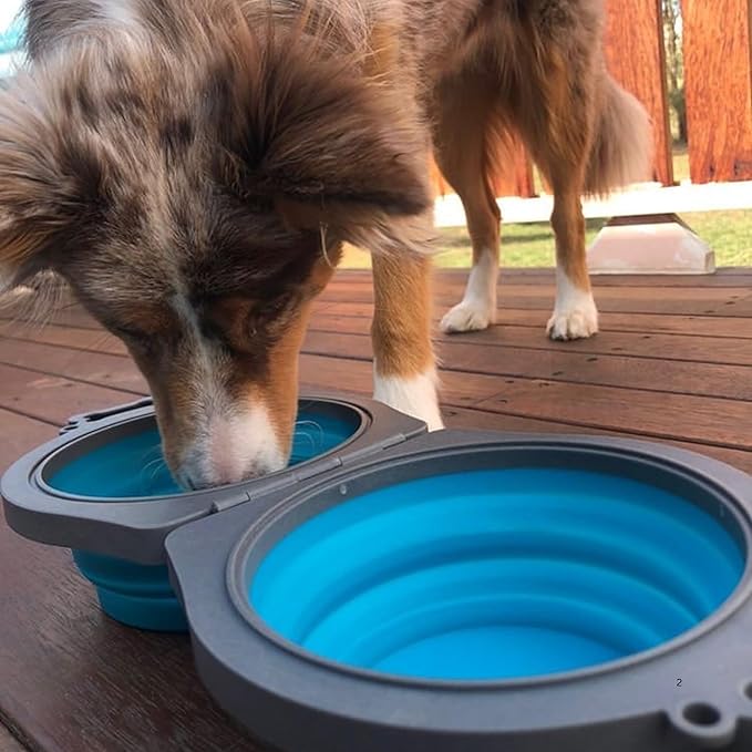 Loving Pets 73807991: Travel Double Diner Dog Bowl, Blue Sm
