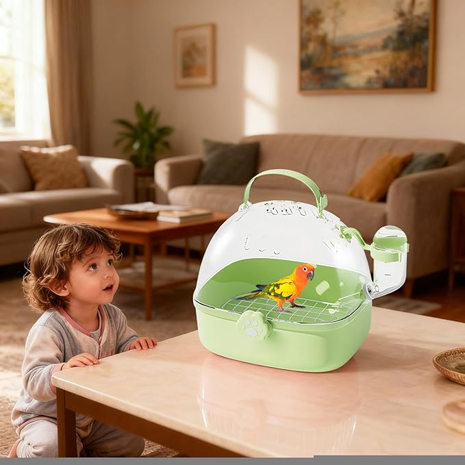 Bird Carrier Cage - PVC Small Animal Carrier with Water Bottle - Pet Bird Carrying Supplies Spacious Design for Sparrow Macaws Conures Chinchillas Budgies Cockatiels Parakeet Hedgehog