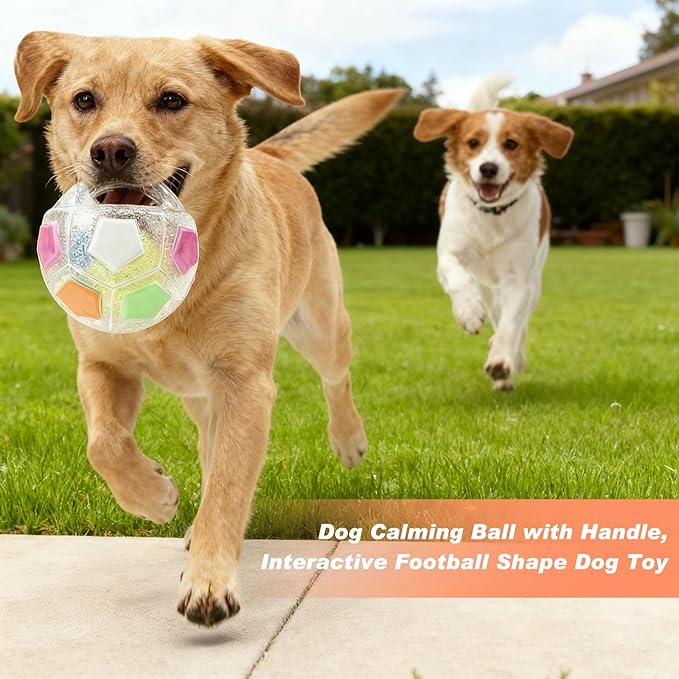 Dog Calming Ball with Handle, Interactive Ball for Pet Dogs Playing, Built-in Yellow Tennis Balls and Squeaky Sound for Small Medium Large Dogs (Black Without Tennis Balls)