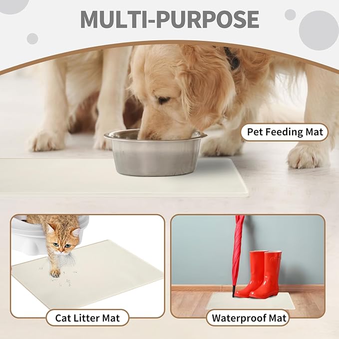 WePet Non-Slip Waterproof Pet Feeding Mat, 20x12 Inch - Silicone Dog & Cat Food Mat with Raised Edge to Stop Food Spills and Water Spills - Dishwasher Safe, Easy Clean