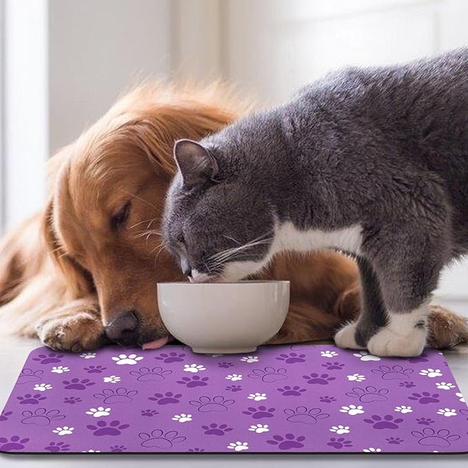 Dog Food Mat, Absorbent Water Bowl Mats Cat Pet Feeding Placemats 12 * 20 inch