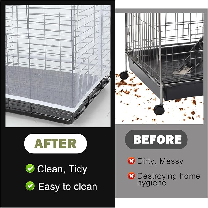 Bird Cage Seed Catcher, White Breathable Seed Catcher for Bird Cage, Universal Adjustable Birds Cages Cover Net Liner, Birds Accessories for Cages for Parrot Enclosures Stops Scatter
