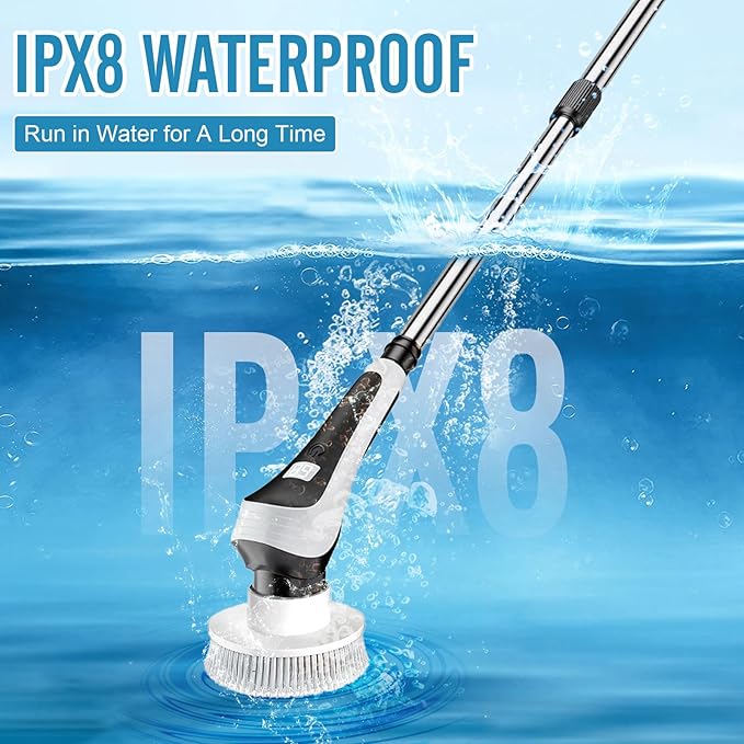 Electric Fish Tank Cleaner, Aquarium Spin Cleaning Brush, IPX8 Waterproof Aquarium Gravel Cleaner & Water Changer, Aquarium Clean Spin Scrubber & Algae Scraper Tools Kit with Adjustable Handle