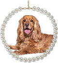 Chunky Pearl Dog Collar Large Breed (0.55 Inch), Adjustable Dog Necklace, Beaded Dog Collar Imitation White Pearls, Elegant Girl Dog Jewelry Accessories for Large Dogs