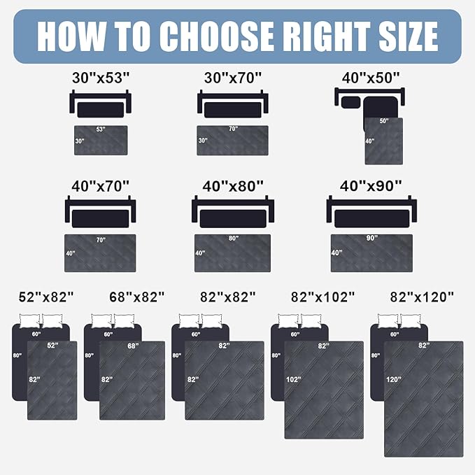 Smiry Waterproof Dog Bed Cover Blanket 30x53, Soft Reversible Pet Blanket, Washable Leakproof Cats Dogs Couch Cover for Sofa, Couch, Furniture, Dark Grey/Beige