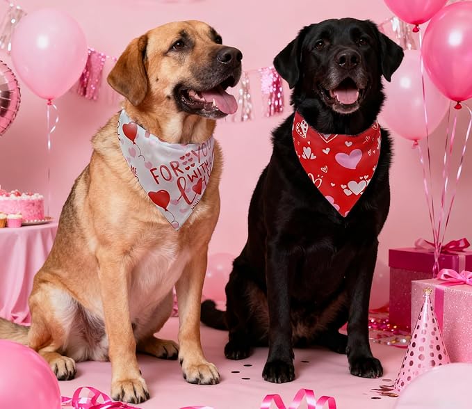 Valentine's & St. Patrick's Day Dog Bandana Set 2PCS-Large, Holiday Party Costumes, Pet Scarves for Boys and Girls, Dog Outfit Gifts for Medium to Large Dogs, Diverse Festive Styles