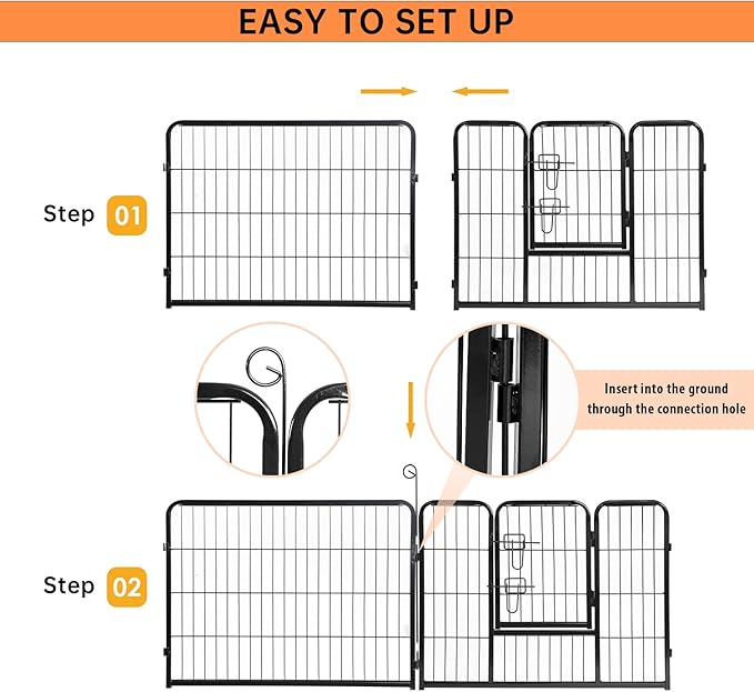 BestPet | Dog Playpen | 24 Inch, 8 Panels | Heavy Duty Metal Pet Exercise Pen | Indoor Outdoor Fence Panels | Rust-Resistant, Removable, Tool-Free Setup | Anti-Skid, Expandable Design