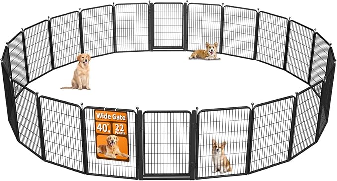 Wide Gate Dog Fence Outdoor Pens Outside,Portable Dog Play Pen 40" H 22 Panels Pet Playpen Exercise Pens for Puppys Small Medium Large Dogs RV Camping Yard Garden Indoor