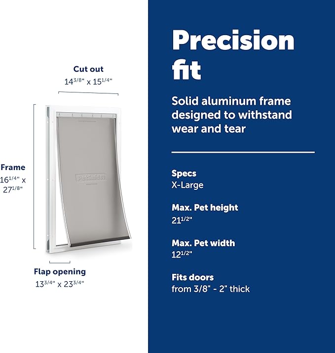 PetSafe Freedom Aluminum Pet Door - Easy Installation Heavy Duty Dog & Cat Door with Magnetic Tinted Flap - Long-Lasting Pet-Friendly Design - Extra Large - for Dogs Up to 220 lb